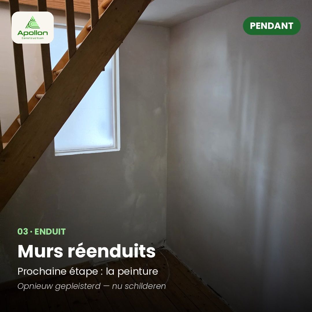 Murs réenduits, prêts pour la peinture